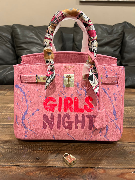Hand painted designer inspired Bag -Pink