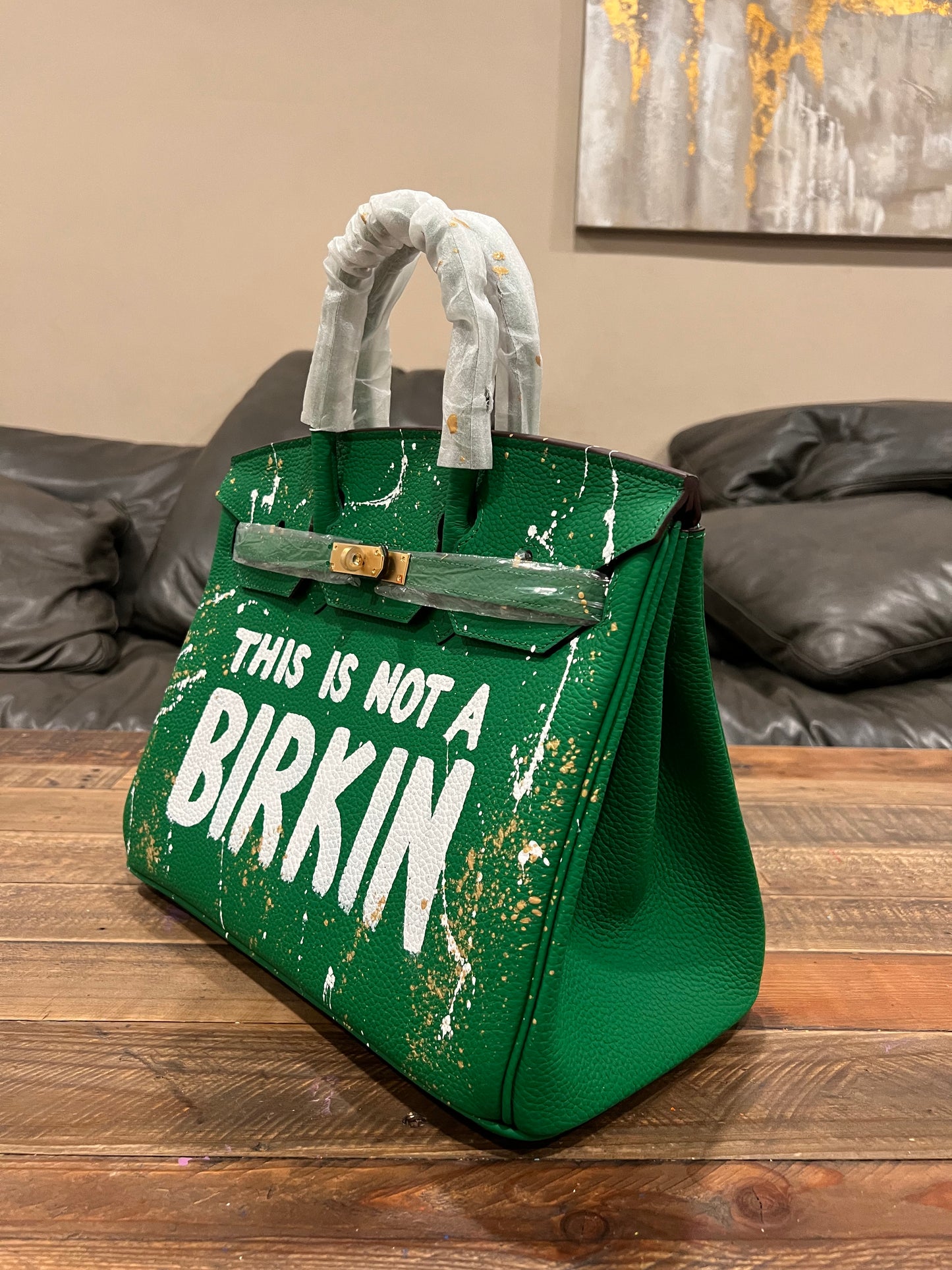 Hand painted designer inspired Bag -Green