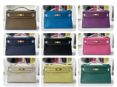 Alligator/ Ostrich effect Leather bag