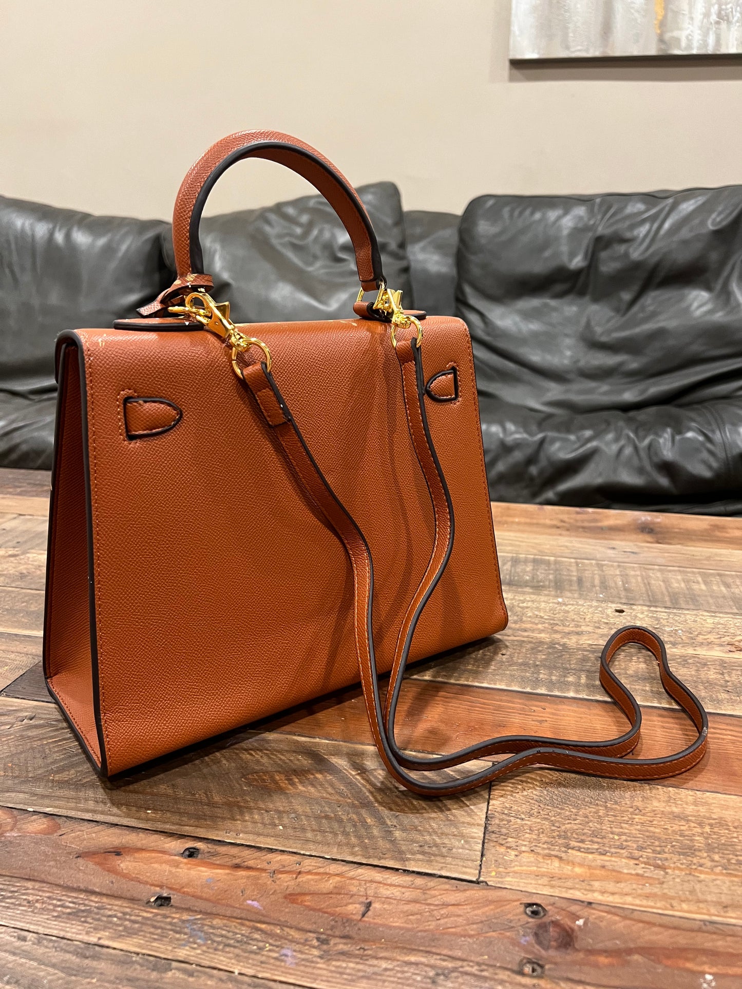 Hand painted designer inspired Bag - Brown