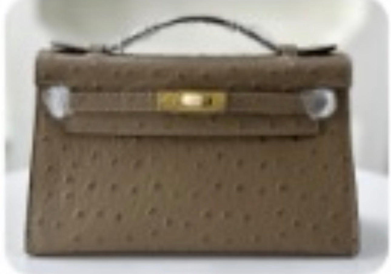Alligator/ Ostrich effect Leather bag (Pochette)
