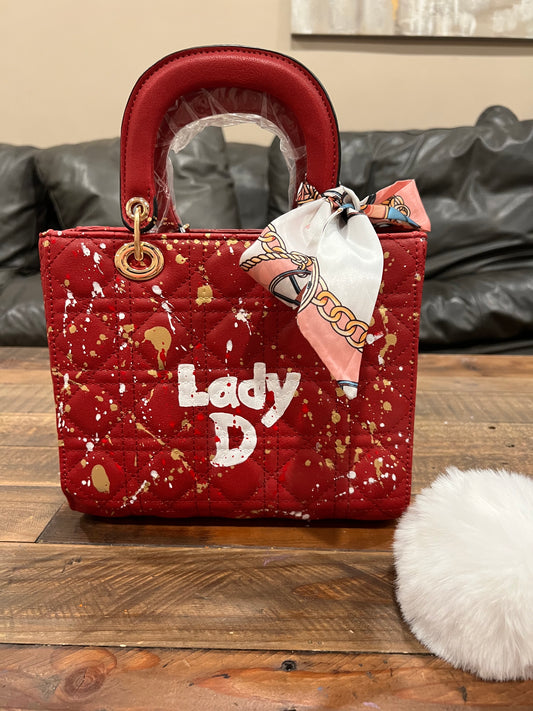Hand painted designer inspired Bag - Red