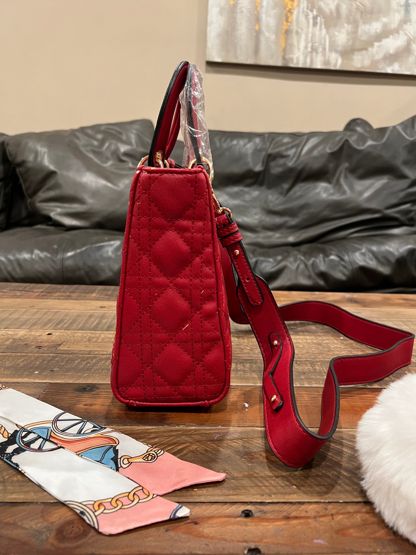 Hand painted designer inspired Bag - Red