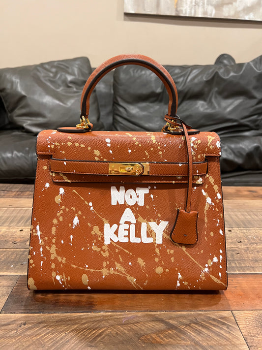 Hand painted designer inspired Bag - Brown