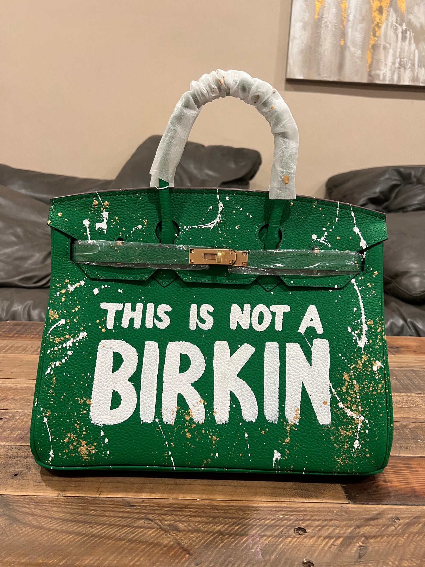 Hand painted designer inspired Bag -Green