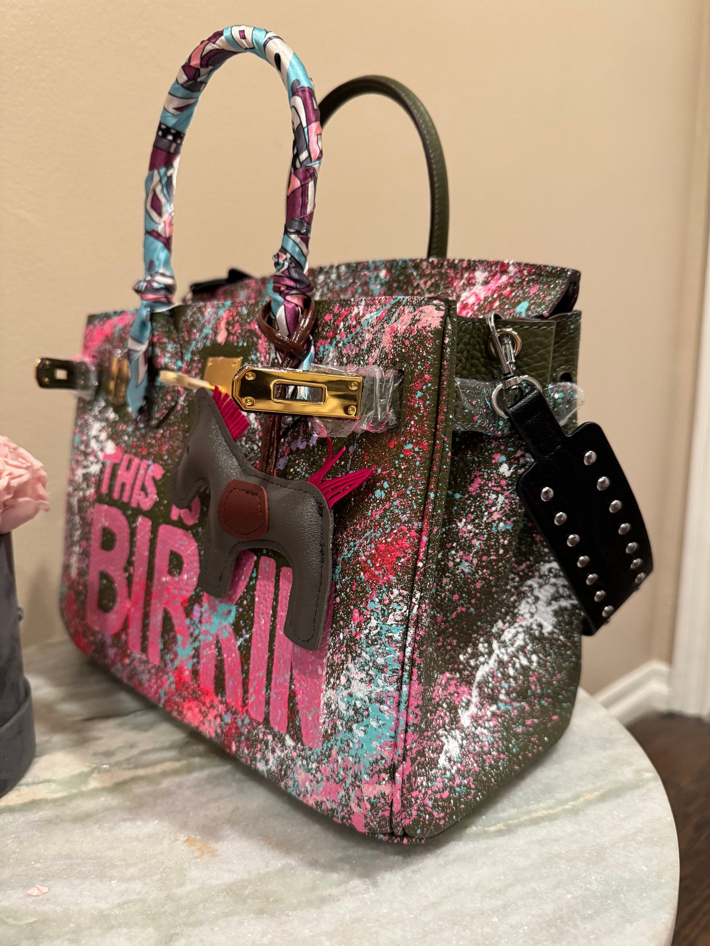 Designer inspired hand painted Bags (Army Green LIMITED EDITION)