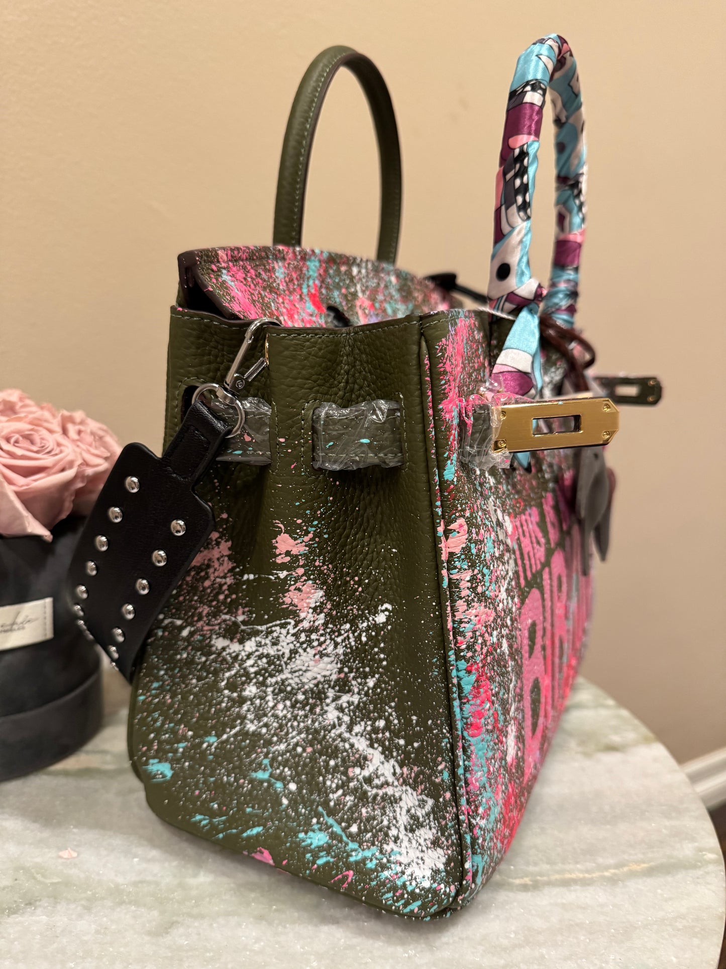 Designer inspired hand painted Bags (Army Green LIMITED EDITION)
