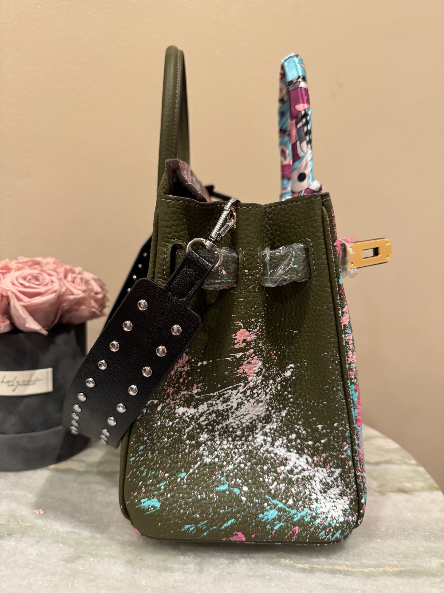Designer inspired hand painted Bags (Army Green LIMITED EDITION)