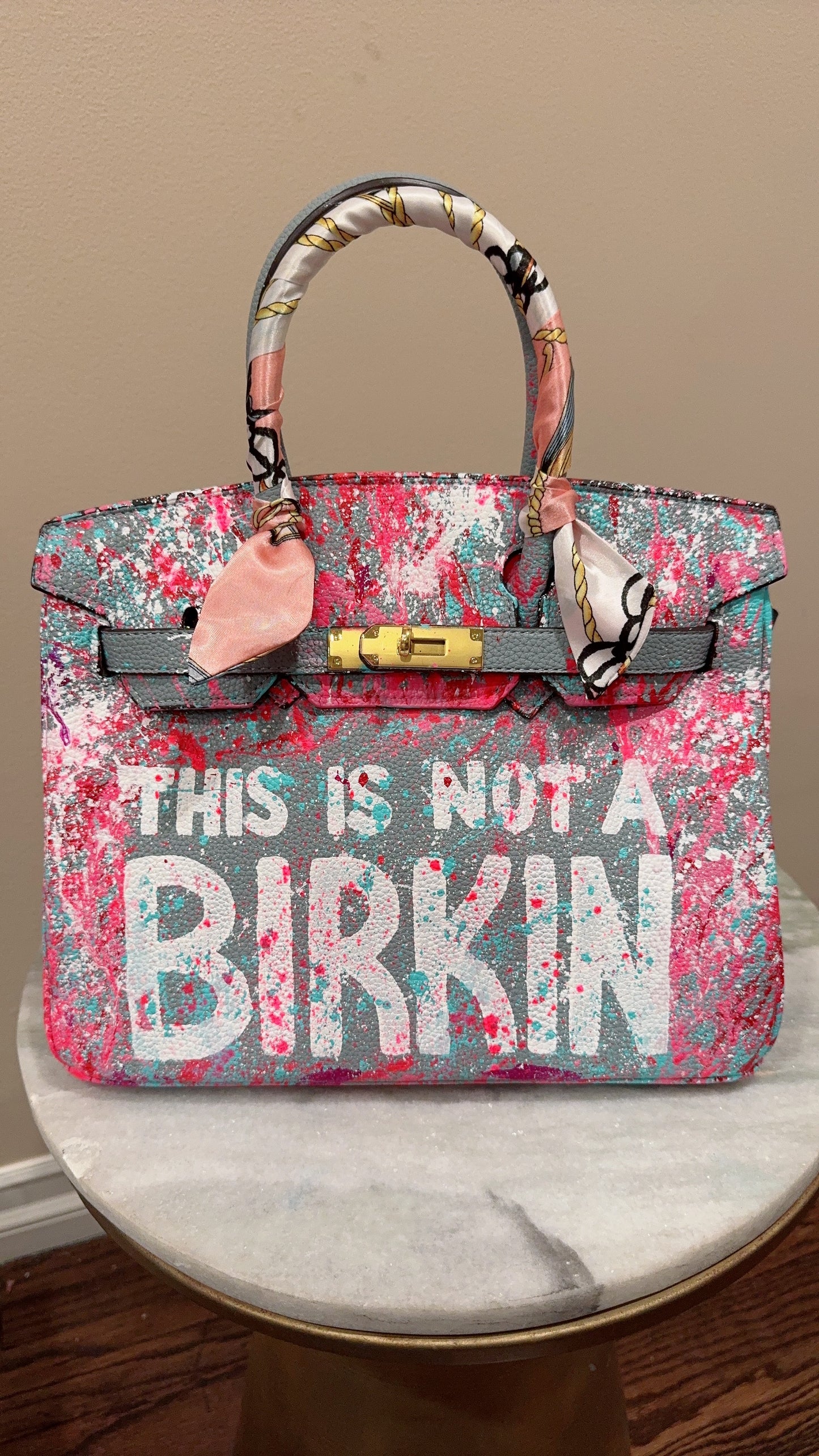 Designer inspired hand painted Bags (light Blue)