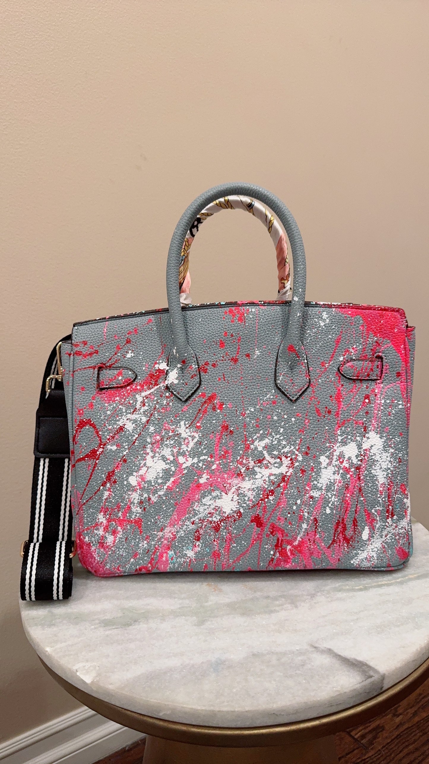Designer inspired hand painted Bags (light Blue)
