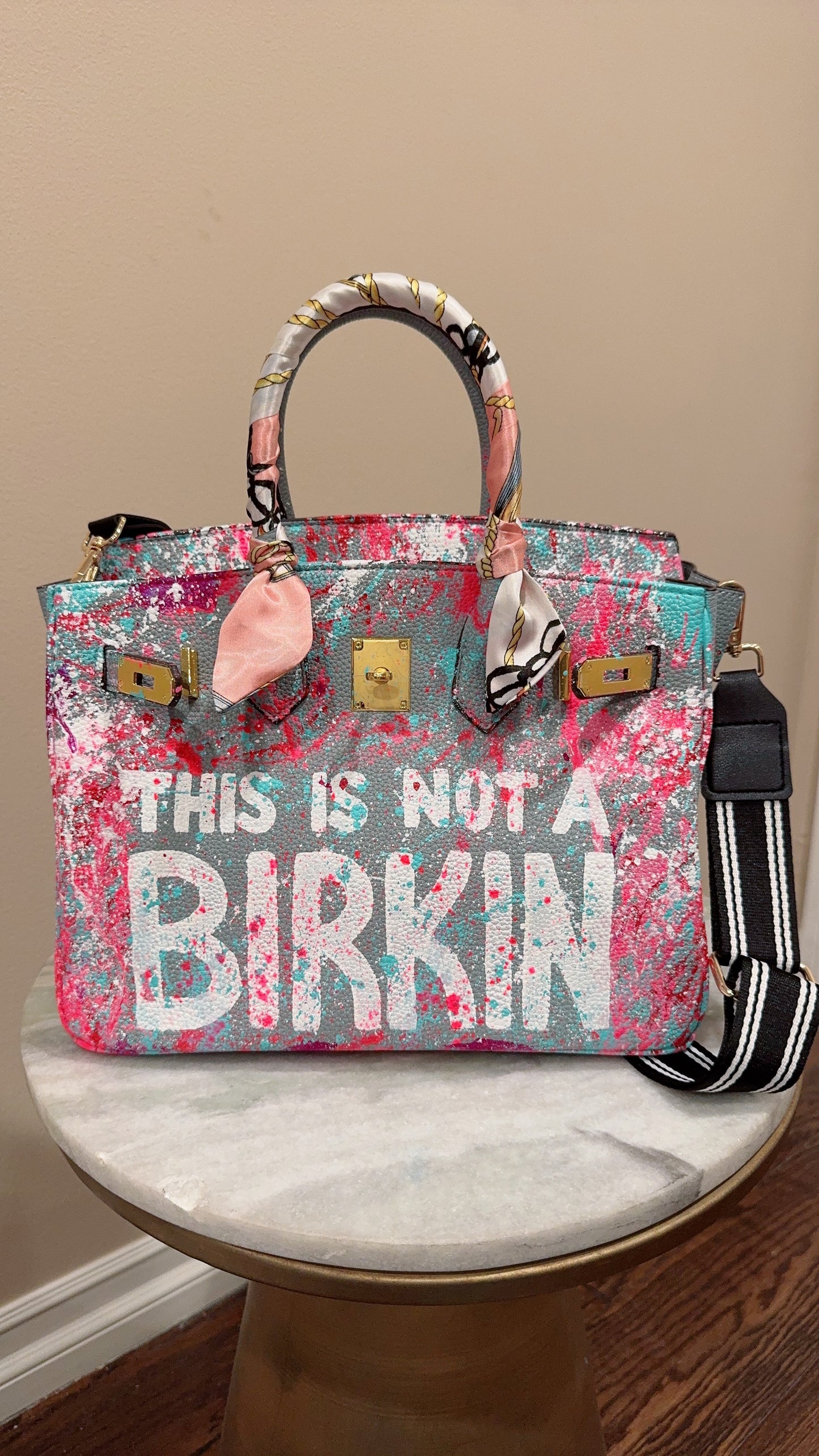 Designer inspired hand painted Bags (light Blue)