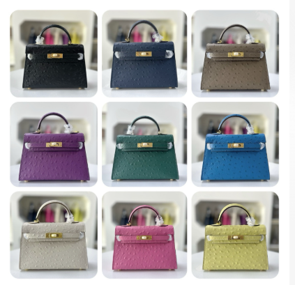 Alligator/ Ostrich effect Leather bag