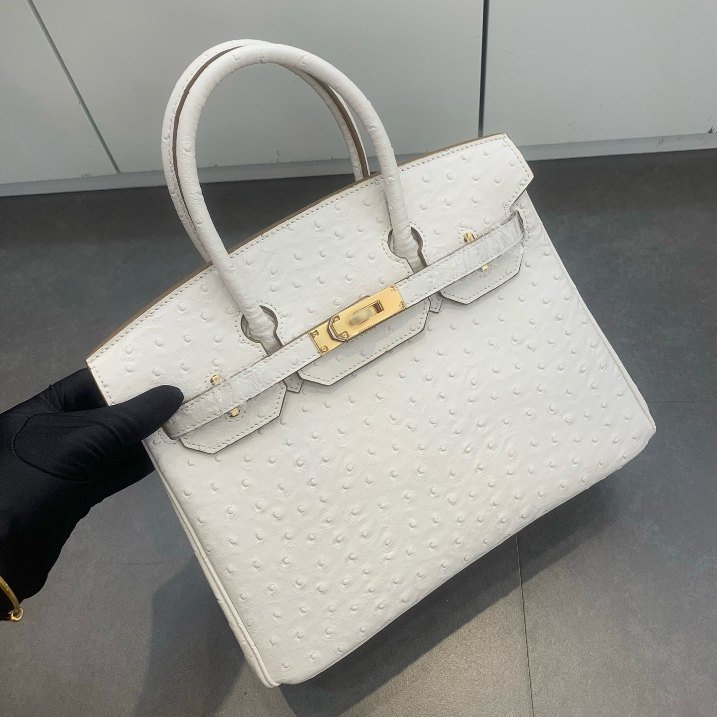 Alligator/ Ostrich effect Leather bag