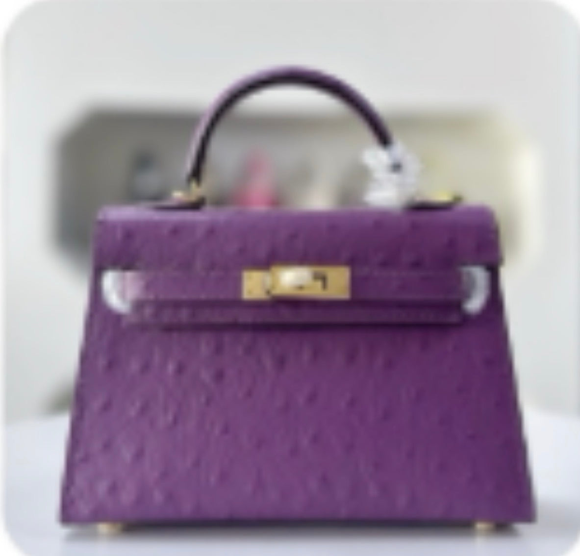 Alligator/ Ostrich effect Leather bag