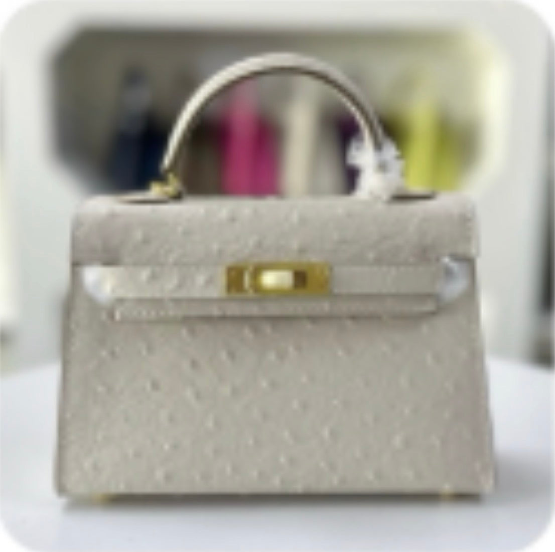Alligator/ Ostrich effect Leather bag