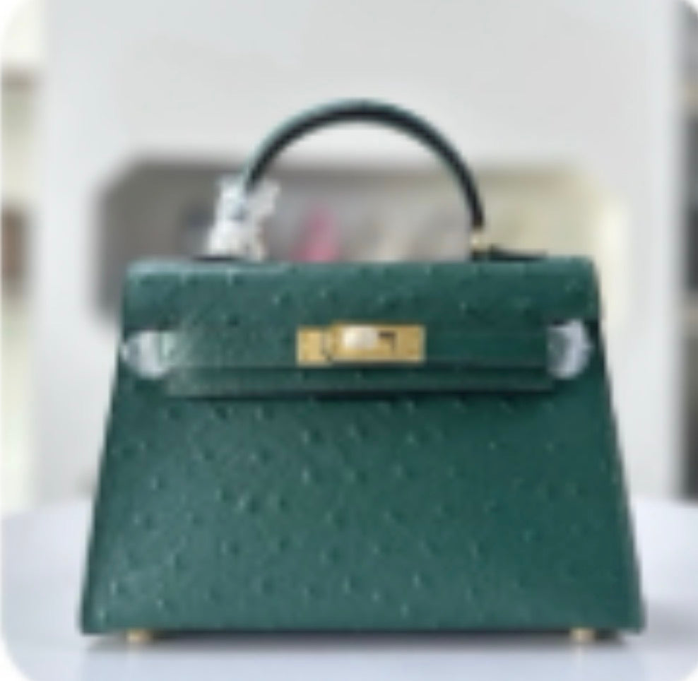 Alligator/ Ostrich effect Leather bag