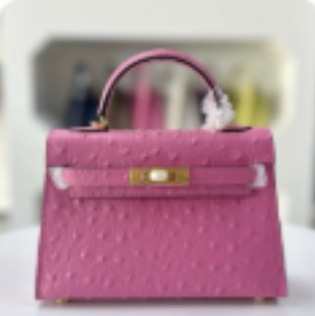 Alligator/ Ostrich effect Leather bag