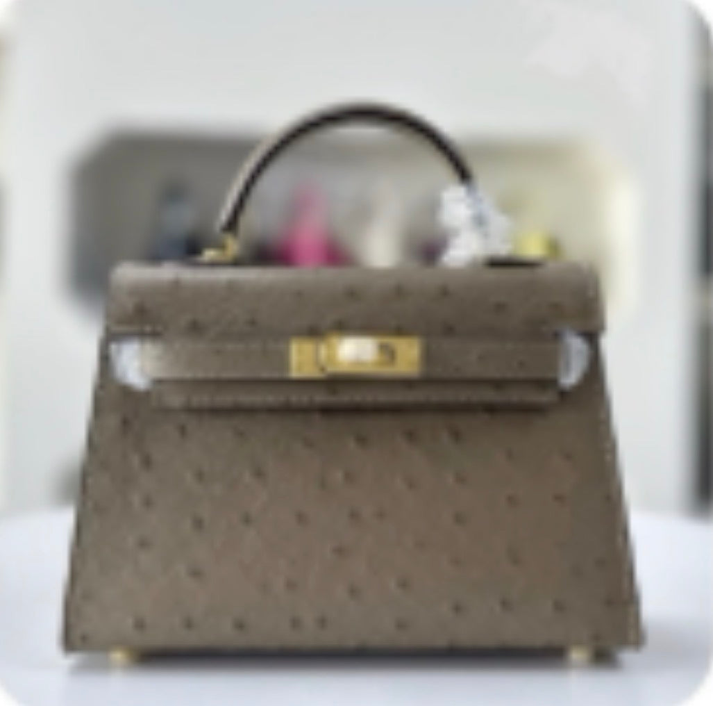 Alligator/ Ostrich effect Leather bag