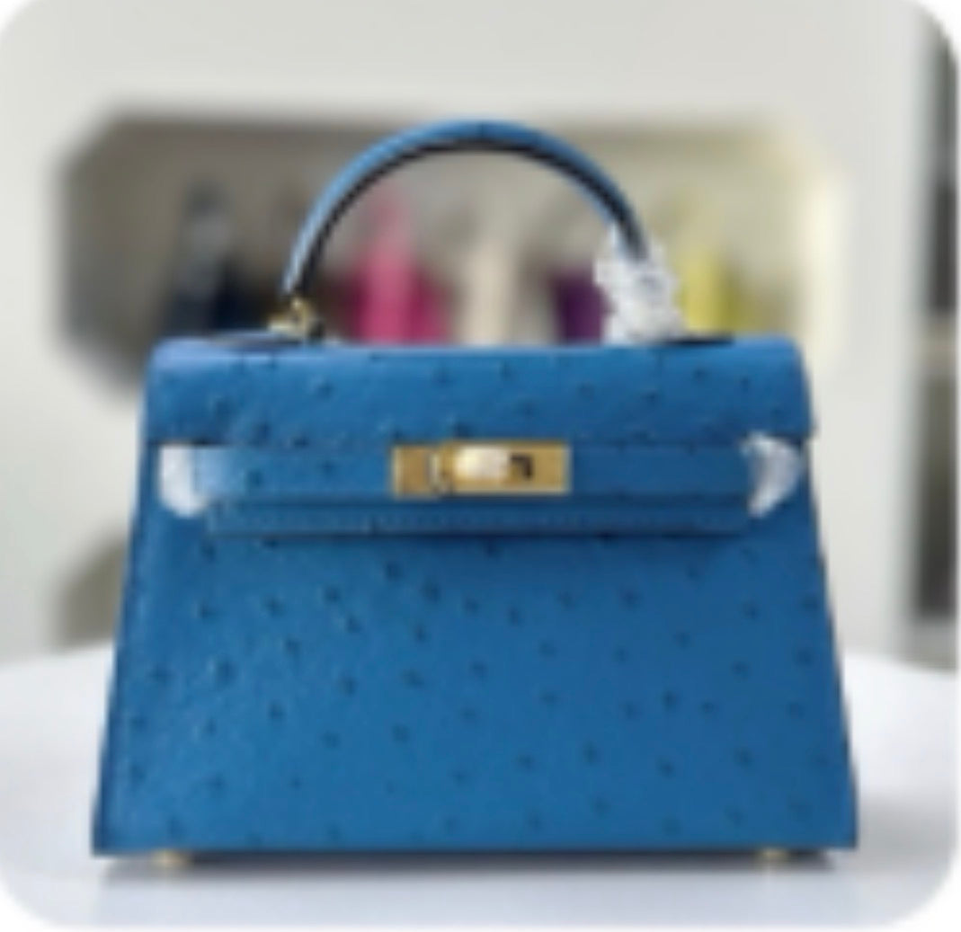Alligator/ Ostrich effect Leather bag