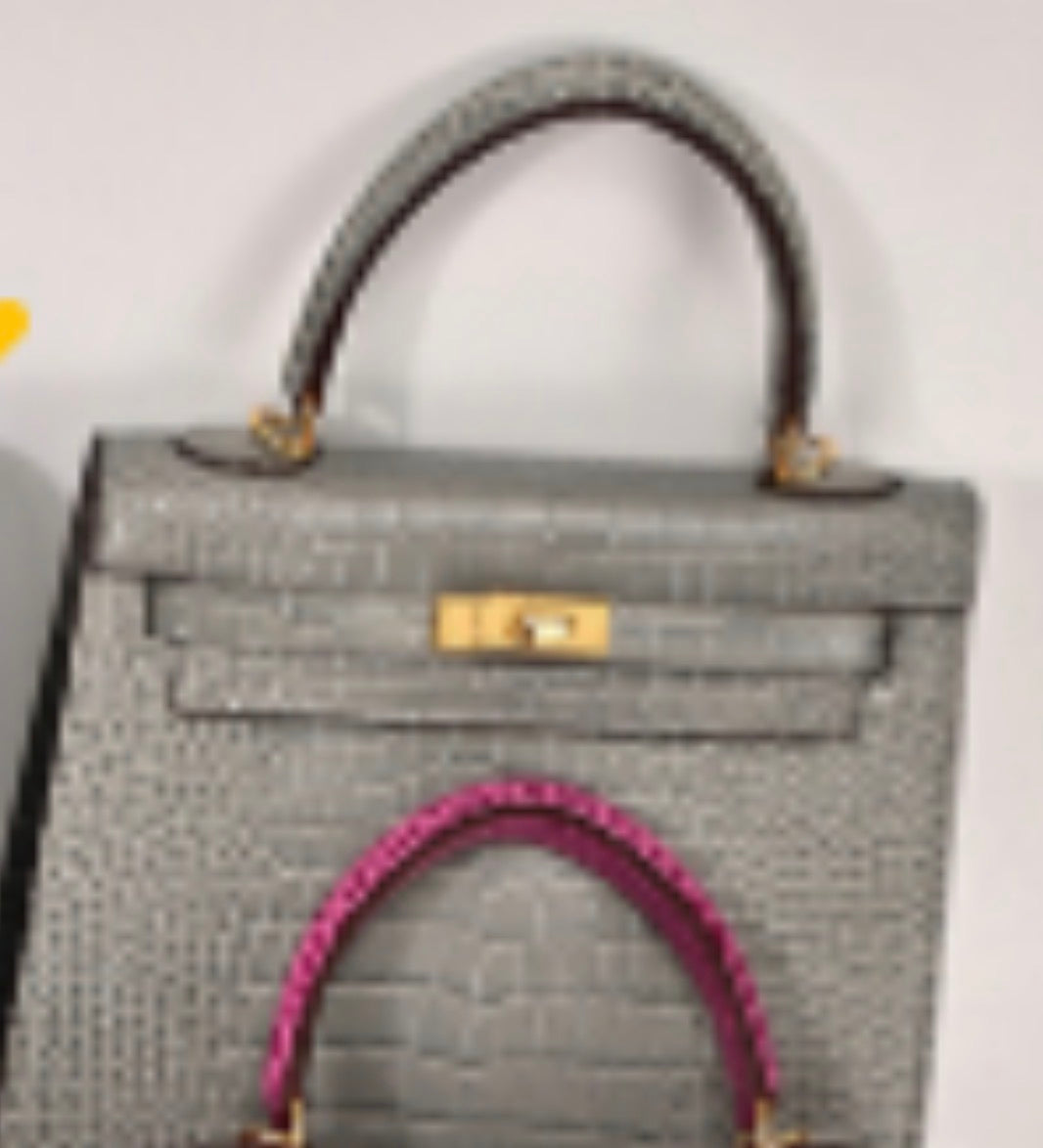 Alligator/ Ostrich effect Leather bag