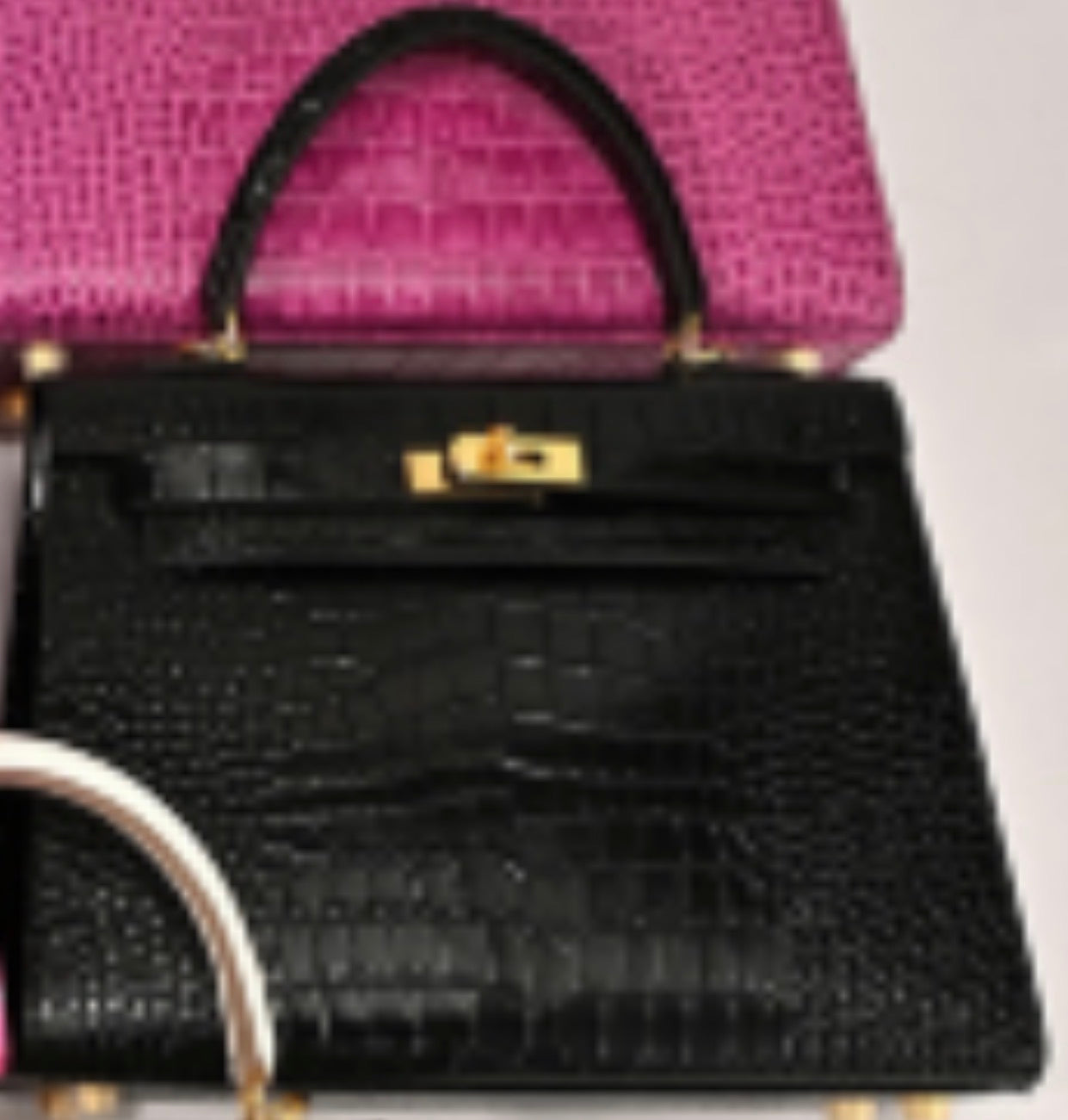 Alligator/ Ostrich effect Leather bag