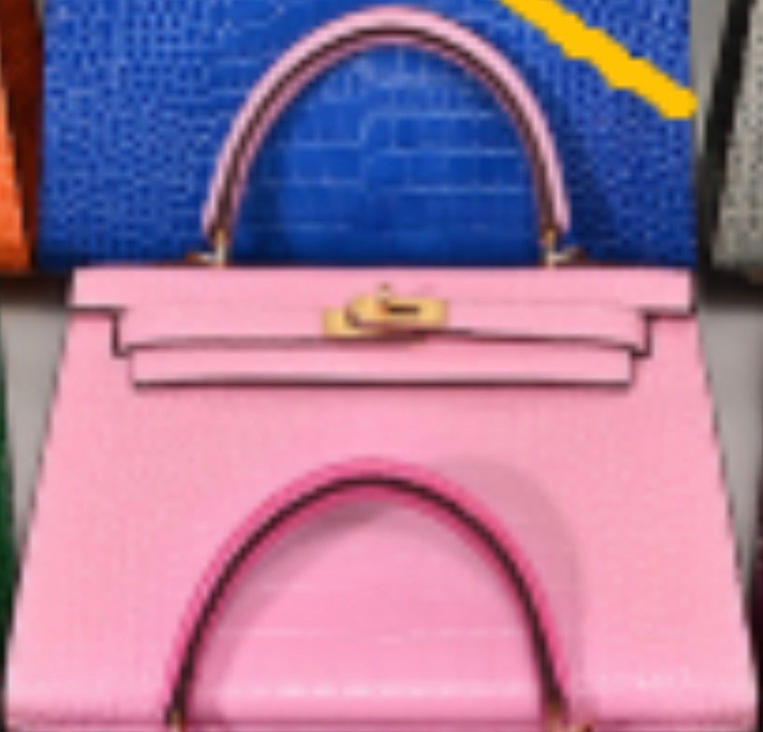 Alligator/ Ostrich effect Leather bag