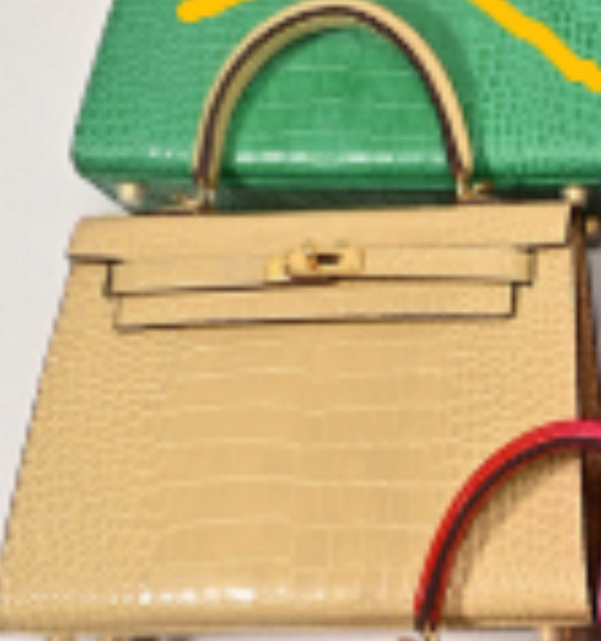 Alligator/ Ostrich effect Leather bag