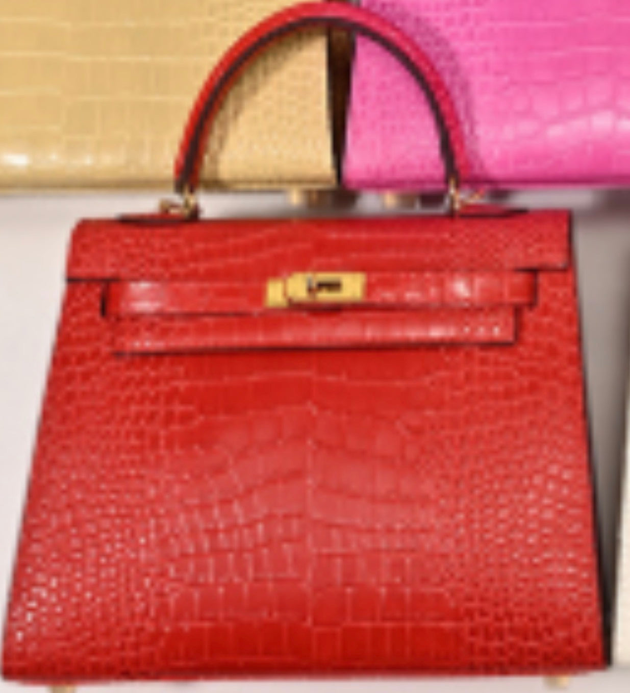 Alligator/ Ostrich effect Leather bag