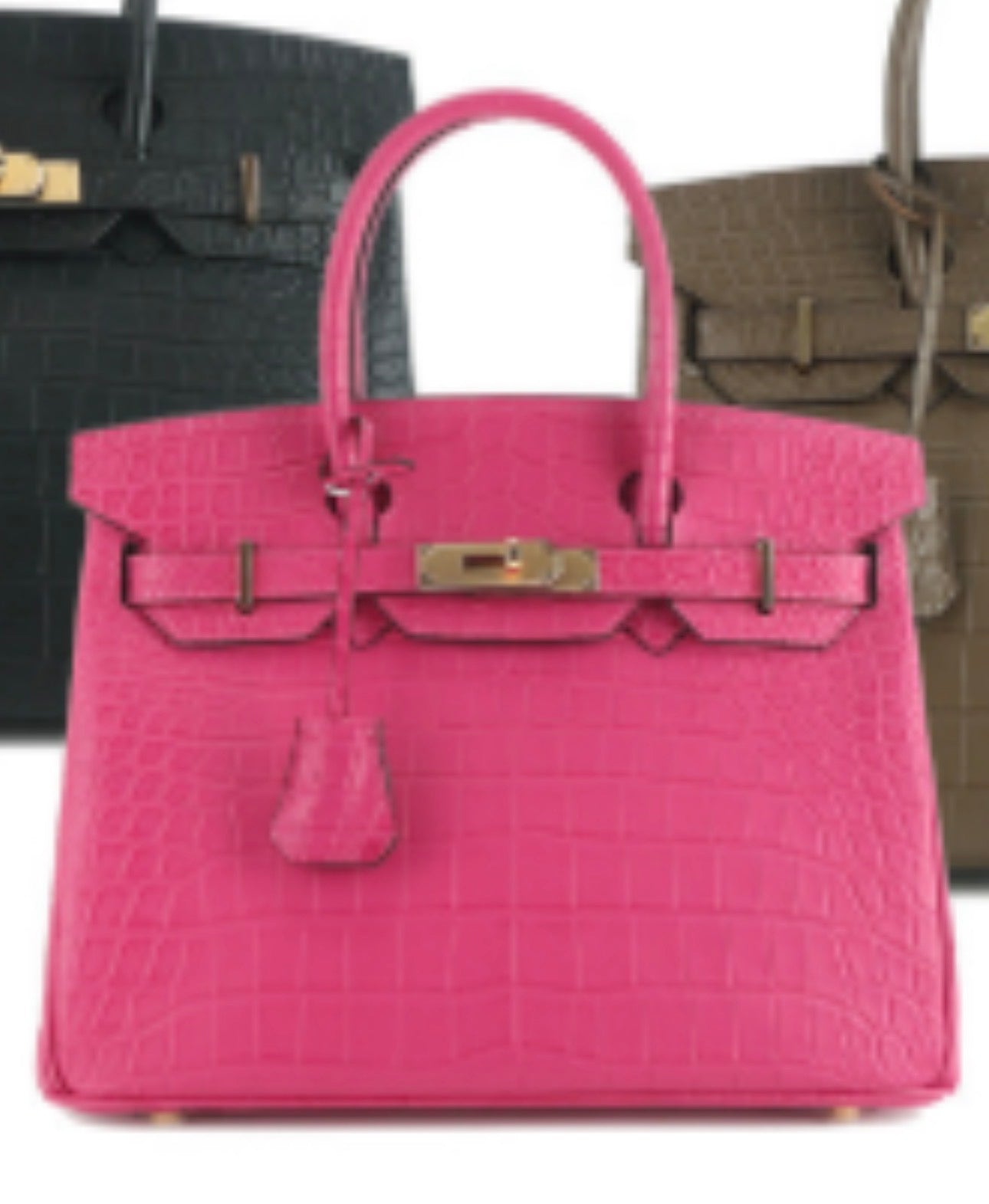 Alligator/ Ostrich effect Leather bag