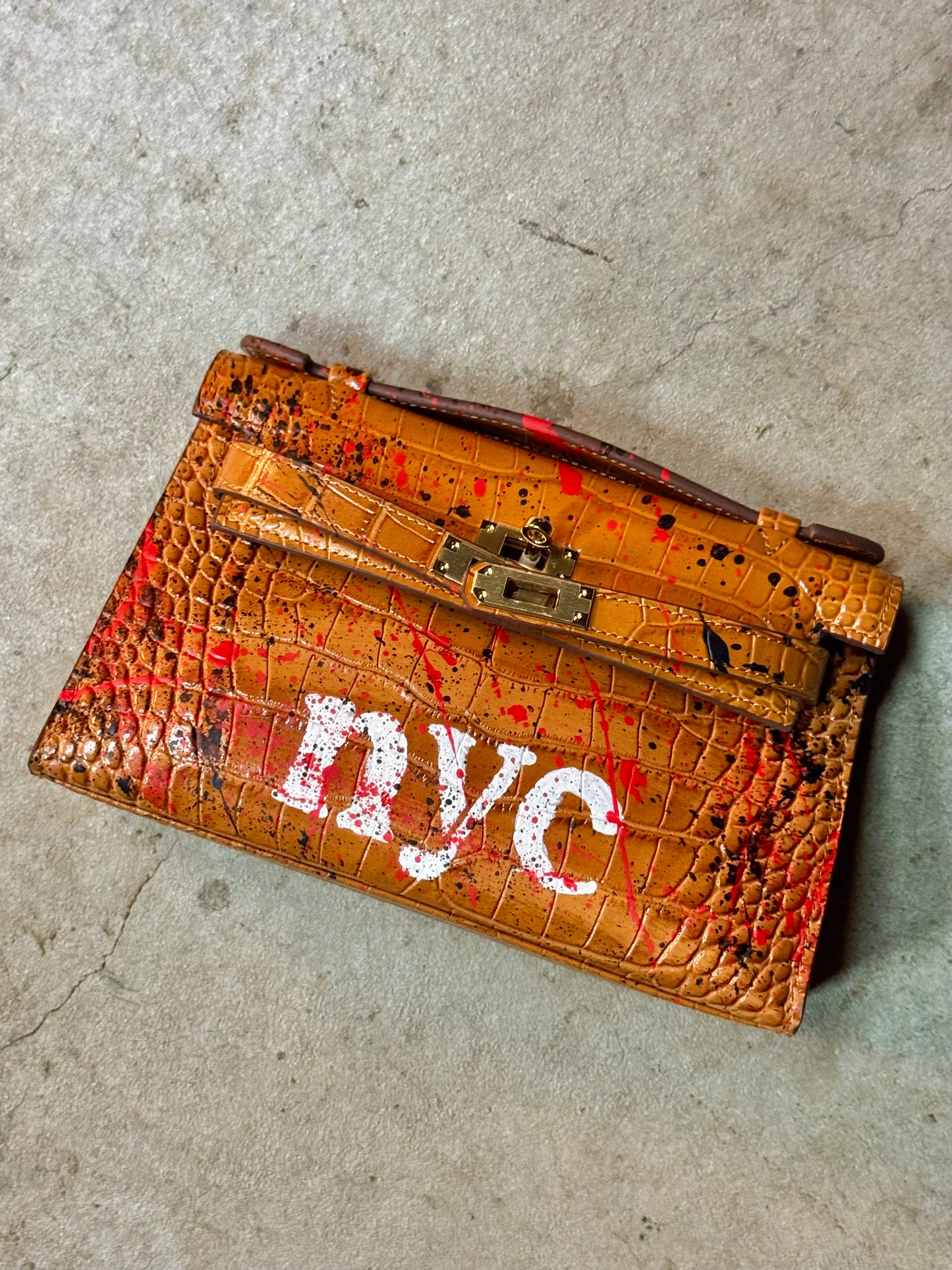 Alligator/ Ostrich effect Leather bag (Pochette)