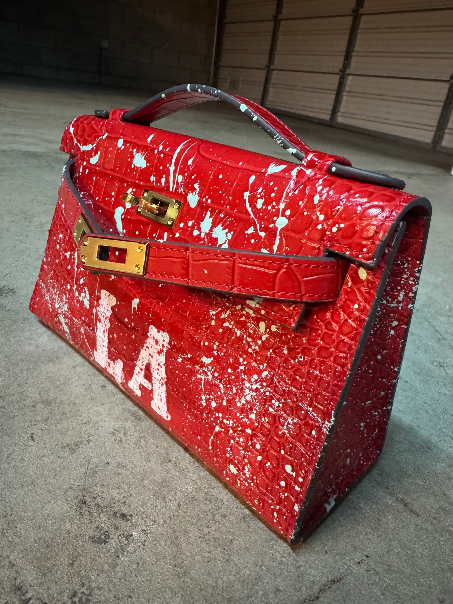Alligator/ Ostrich effect Leather bag (Pochette)