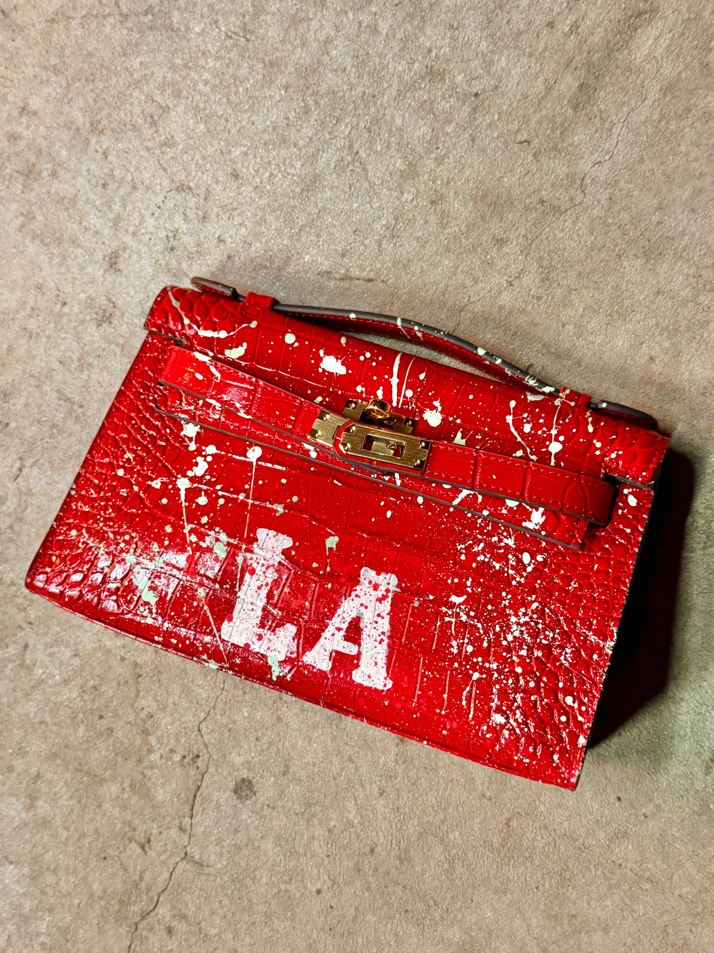 Alligator/ Ostrich effect Leather bag (Pochette)