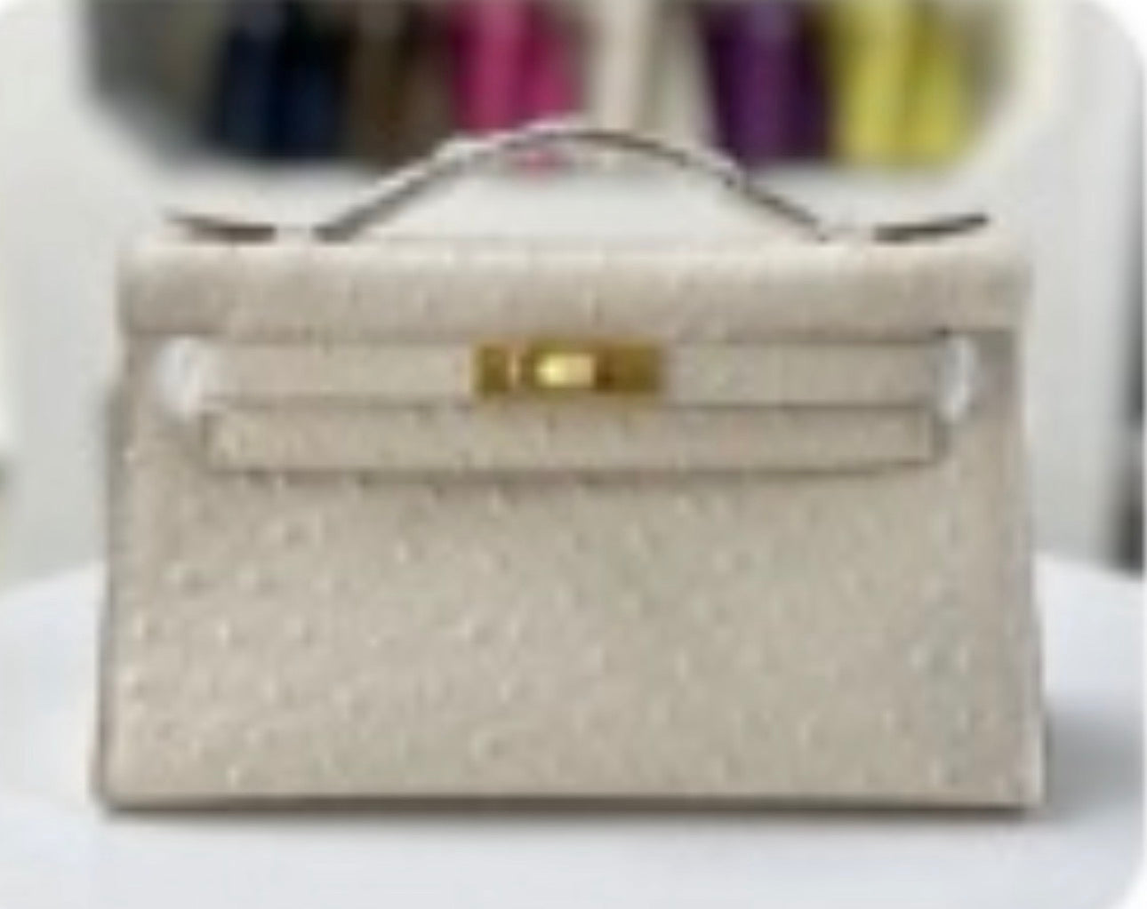 Alligator/ Ostrich effect Leather bag (Pochette)