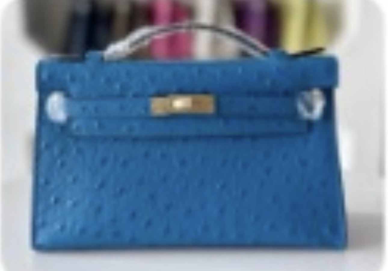 Alligator/ Ostrich effect Leather bag (Pochette)