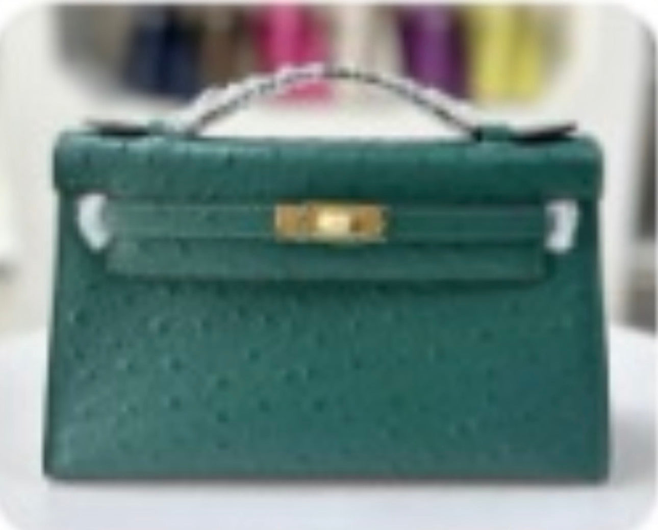 Alligator/ Ostrich effect Leather bag (Pochette)