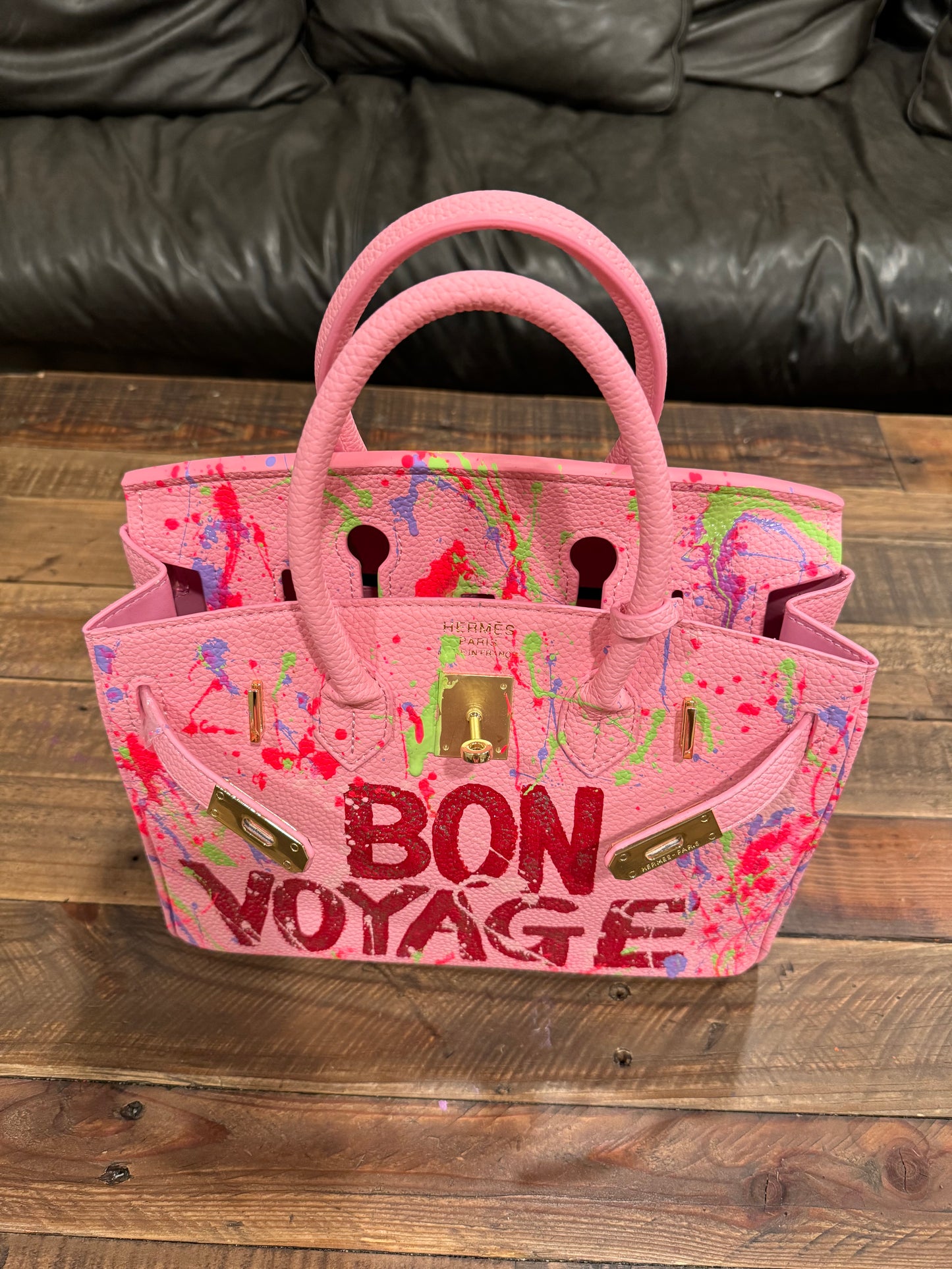 Hand painted designer inspired Bag -Pink